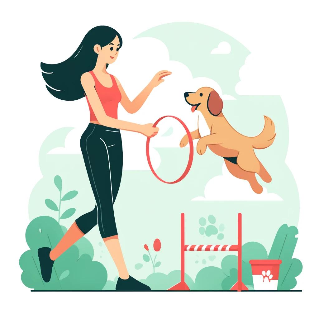 a girl training her dog